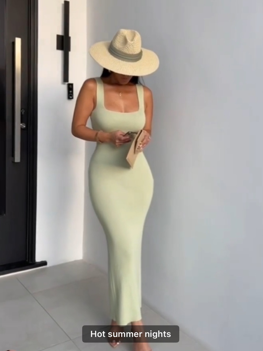JLUXLABEL Sleeveless Square-Neck Maxi Dress in Pale Green - NWOT -